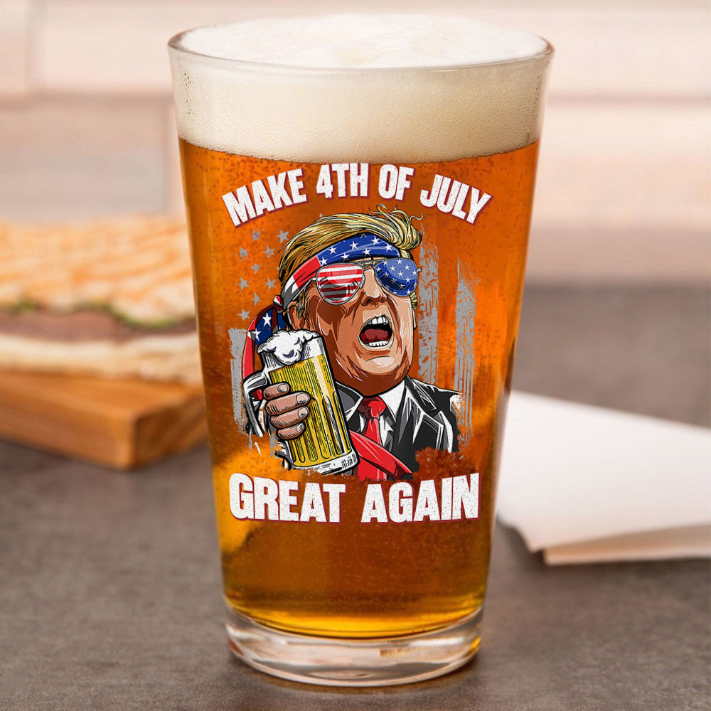 Trump Cheers Make 4th Of July Great Again Print Beer Glass LM32 65375