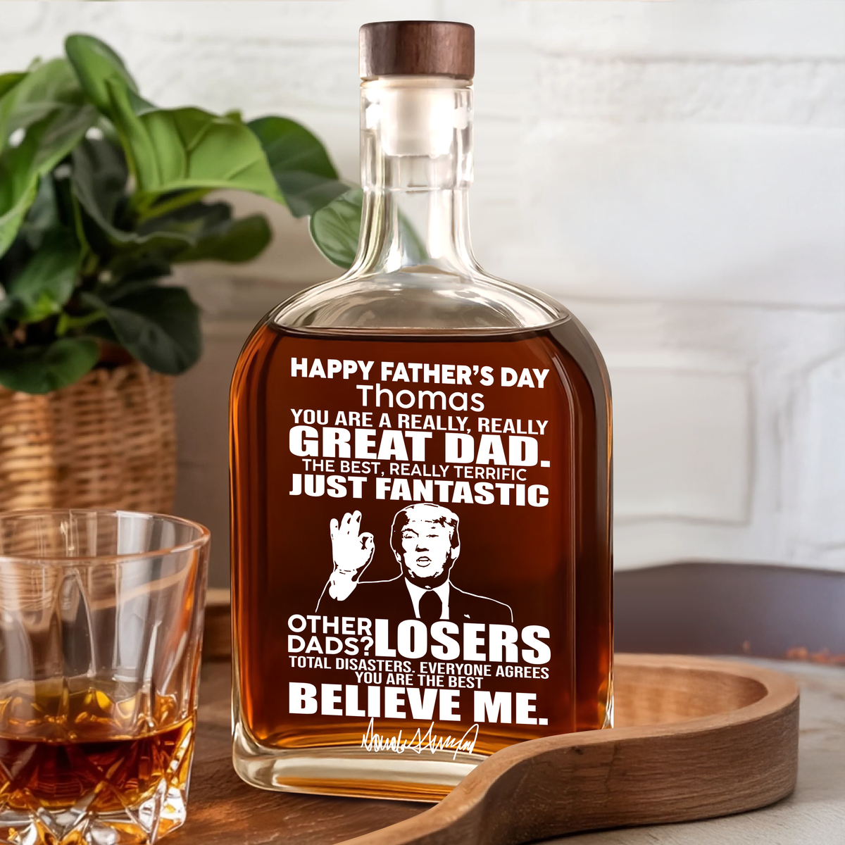 Personalized Great Grandpa Great Dad Trump Whiskey Bottle Father's Day Gift HA75 64402