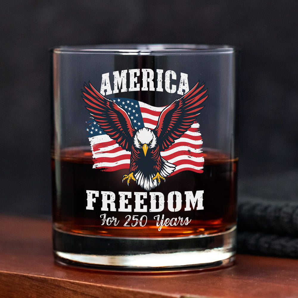 America 250 Years of Freedom Patriotic Eagle Flag Whiskey Glass HA75 897342