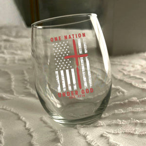 One Nation Under God Est 1776 Freedom Wine Glass LM32 895457