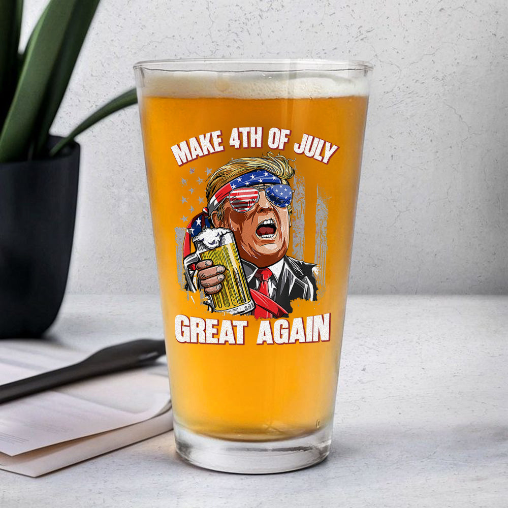 Trump Cheers Make 4th Of July Great Again Print Beer Glass LM32 65375