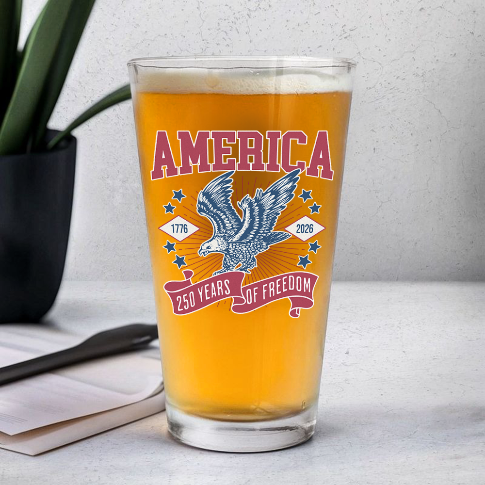 America 1776 - 2026 250 Years Of Freedom Print Beer Glass HA75 897028