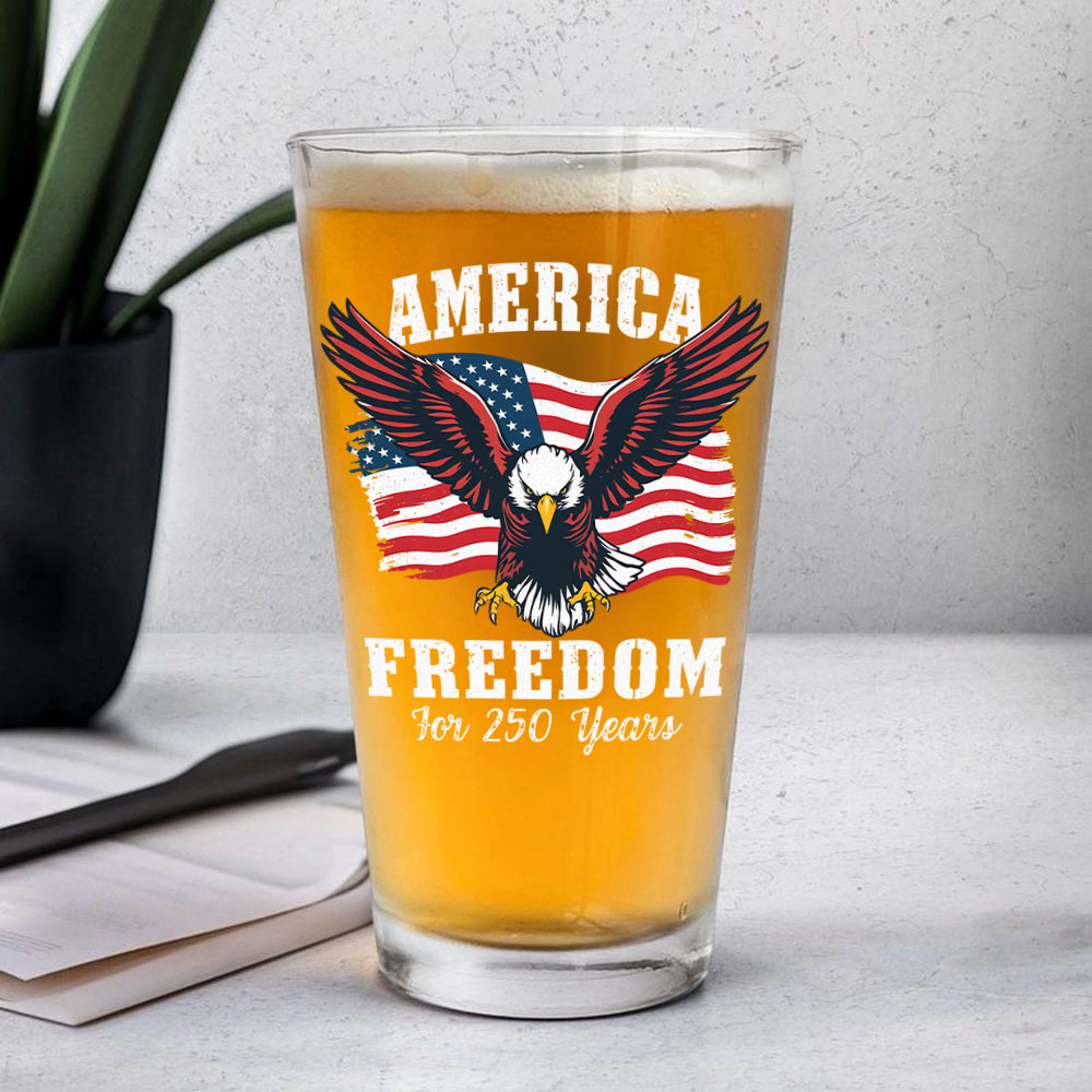 America 250 Years of Freedom Patriotic Eagle Flag Print Beer Glass HA75 897348