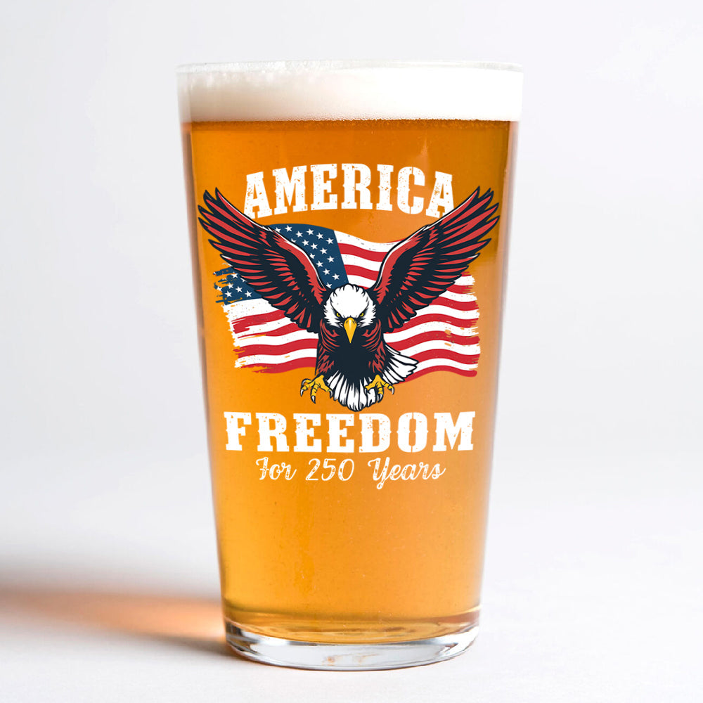 America 250 Years of Freedom Patriotic Eagle Flag Print Beer Glass HA75 897348