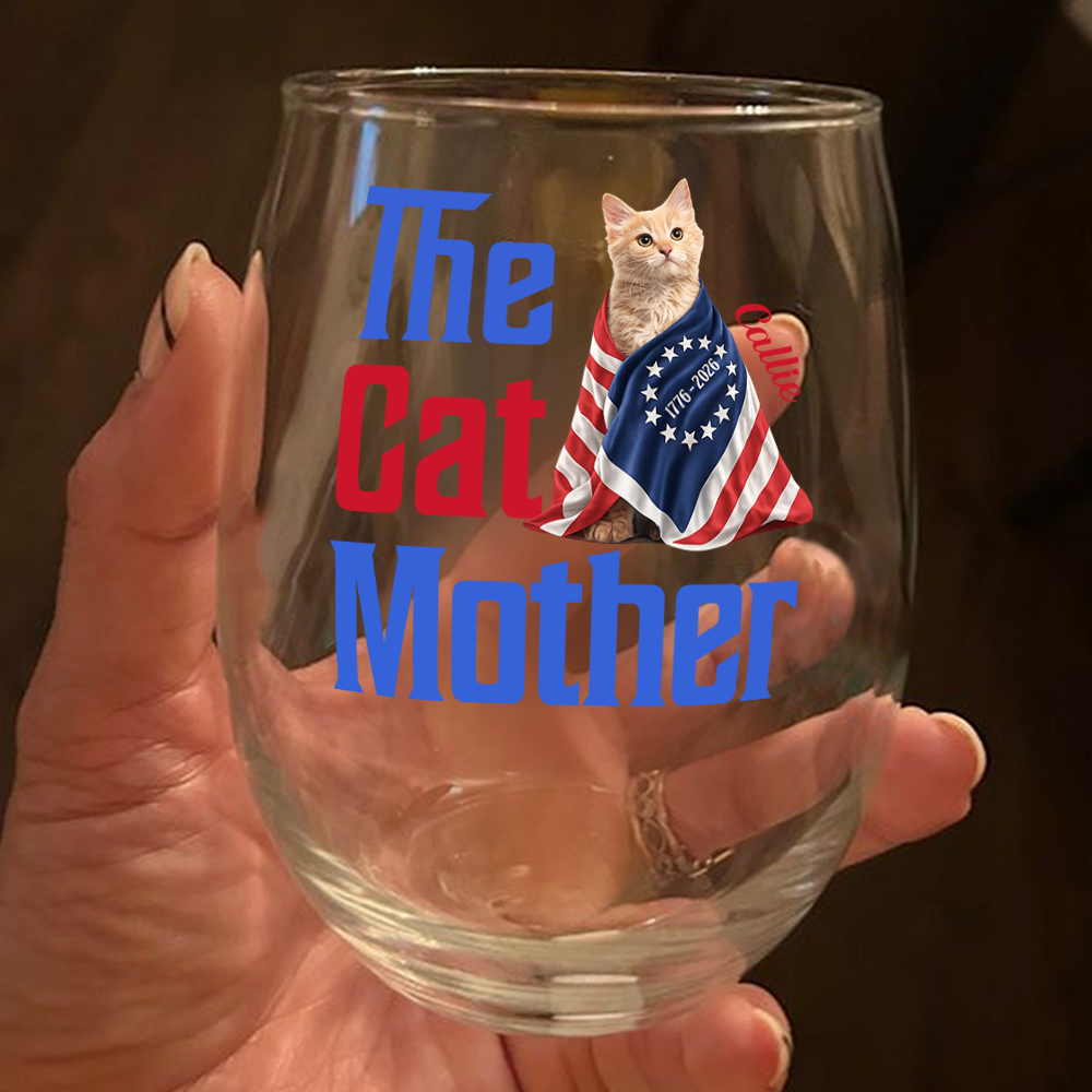The Dogmother, Dogfather With 250th USA Anniversary Personalized Wine Glass HO82 901216