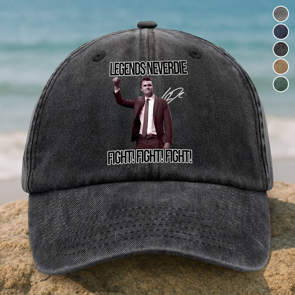 Charlie Kirk Legend Never Dies Vintage Style Washed Denim Baseball Cap HO82 65880