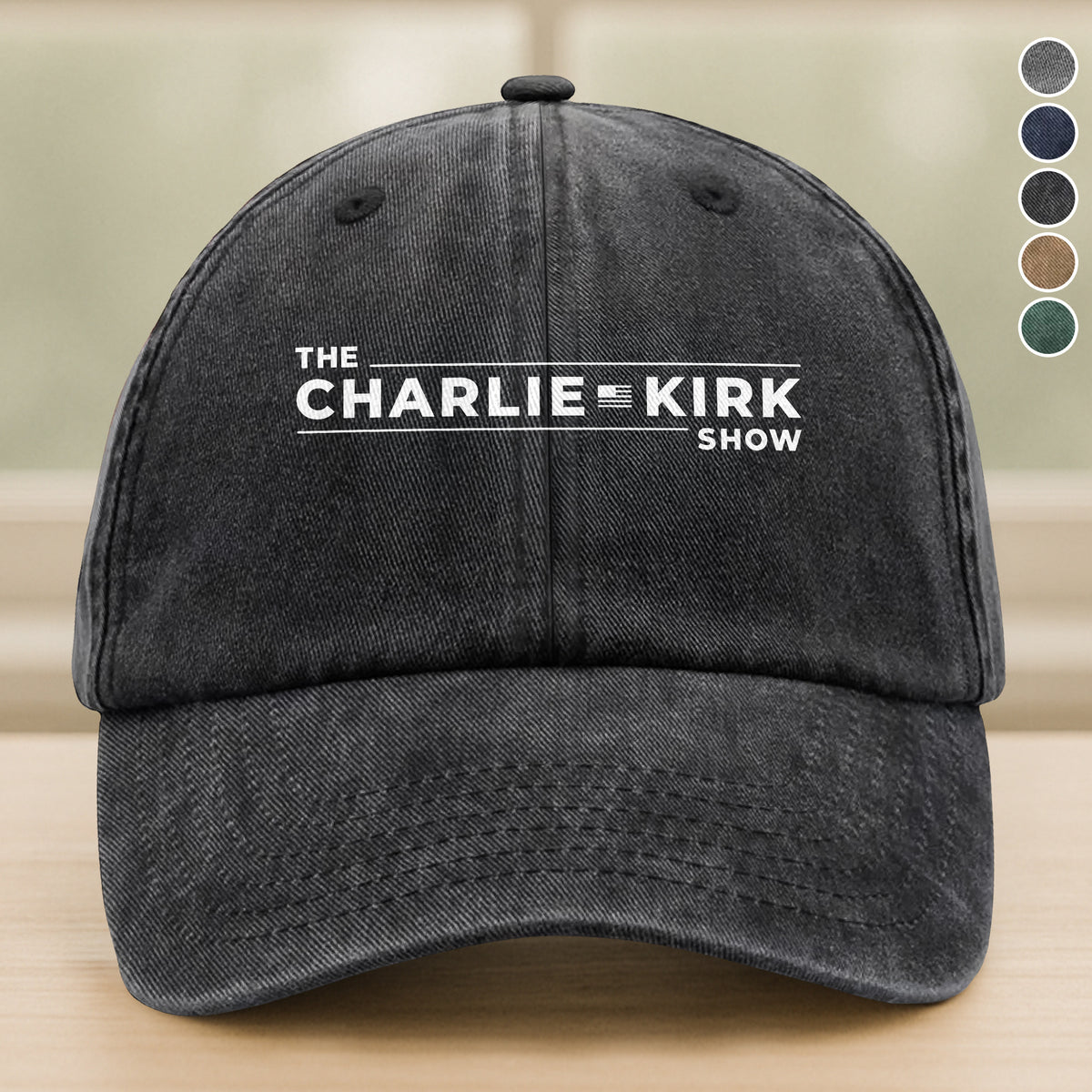 The Charlie Kirk Show Washed Denim Baseball Cap HO82 65946