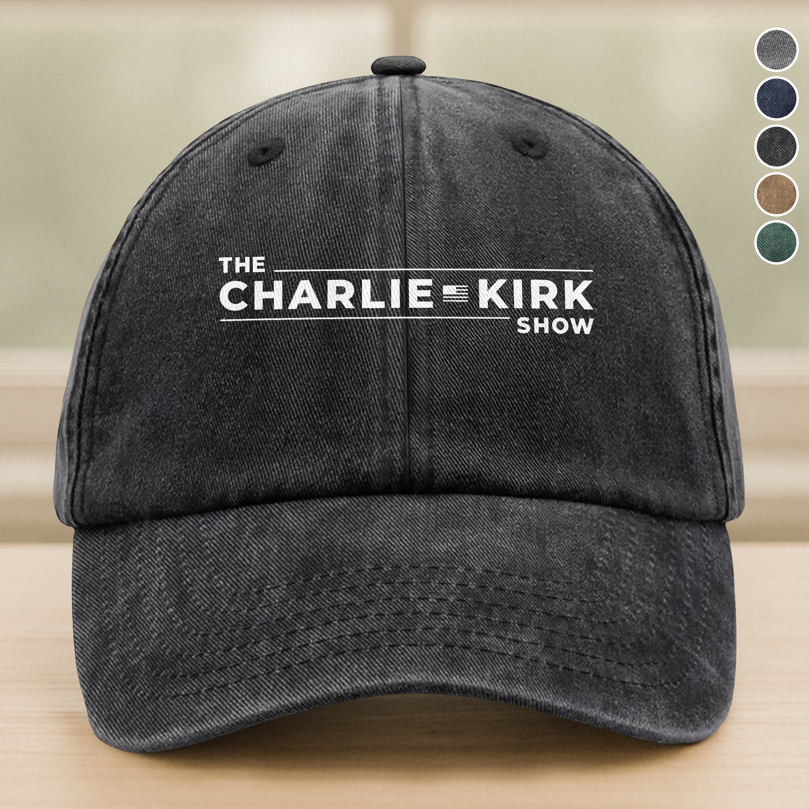 The Charlie Kirk Show Washed Denim Baseball Cap HO82 65946