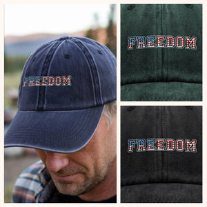 Freedom Charlie Kirk Washed Denim Baseball Cap HA75 64564