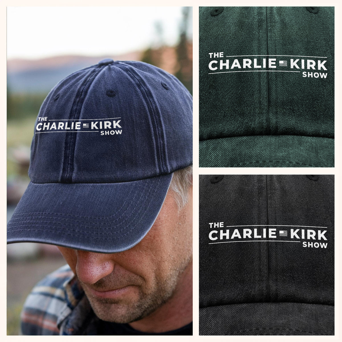 The Charlie Kirk Show Washed Denim Baseball Cap HO82 65946