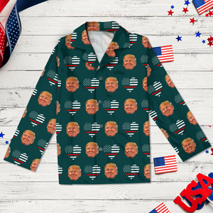 Custom Trump Face Photo Thin Line Flag Pajamas TH10 64155