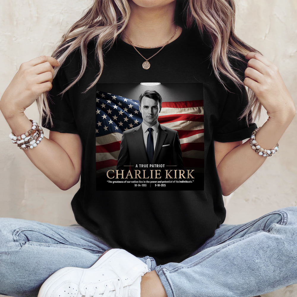 A True Patriot Charlie Kirk Memorial Dark Shirt CH07 67382