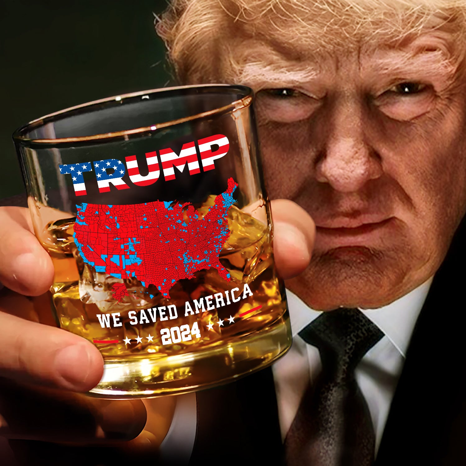 Trump We Saved America 2024 Whiskey Glass HA75 63797