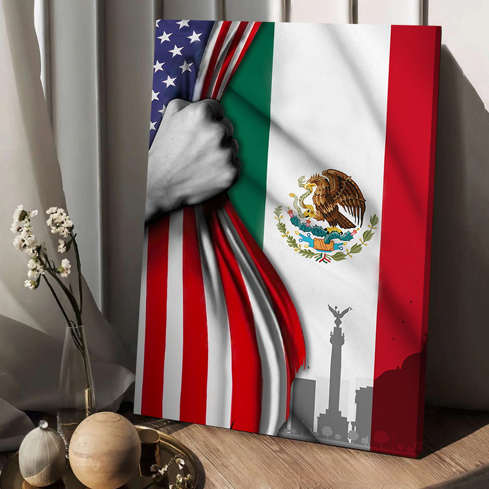 Mexico And America Flag Canvas Decor For Home & Office HO82 63352