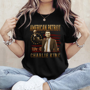 American Patriot Charlie Kirk RIP USA Flag Dark Shirt CH07 67738