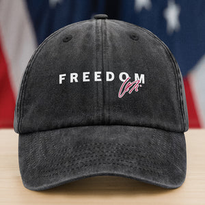 Charlie Kirk Signature Freedom Washed Denim Baseball Cap Remember Charlie Kirk Gifts CH07 67556