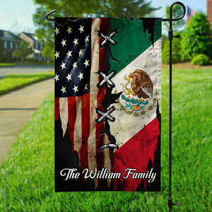 Custom Name America And Mexico Flag Garden Flag TH10 63289