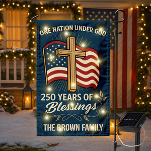 Custom Family Name Blessings America One Nation Under God LED Garden Flag LM32 895779