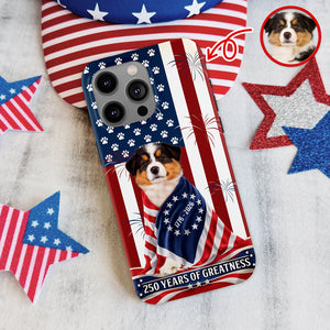 Custom Photo My Dog, Cat Loves America 1776-2026 Patriotic Phone Case HO82 901206