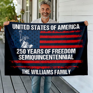 Custom Family Name USA 250 Years of Freedom House Flag | Semiquincentennial Patriotic HO82 901106