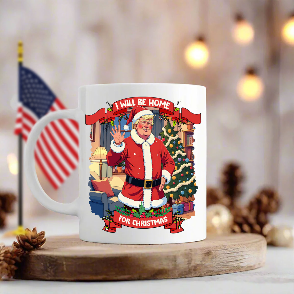 I Will Be Home For Christmas Trump Santa Claus Mug HA75 63679