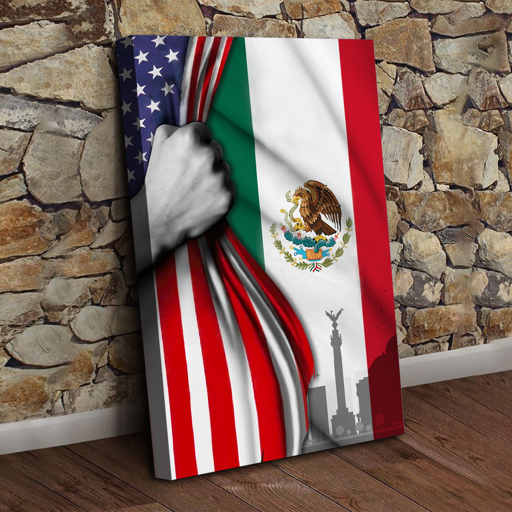Mexico And America Flag Canvas Decor For Home & Office HO82 63352