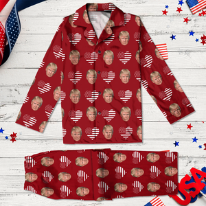 Custom Trump Face Photo Thin Line Flag Pajamas TH10 64155