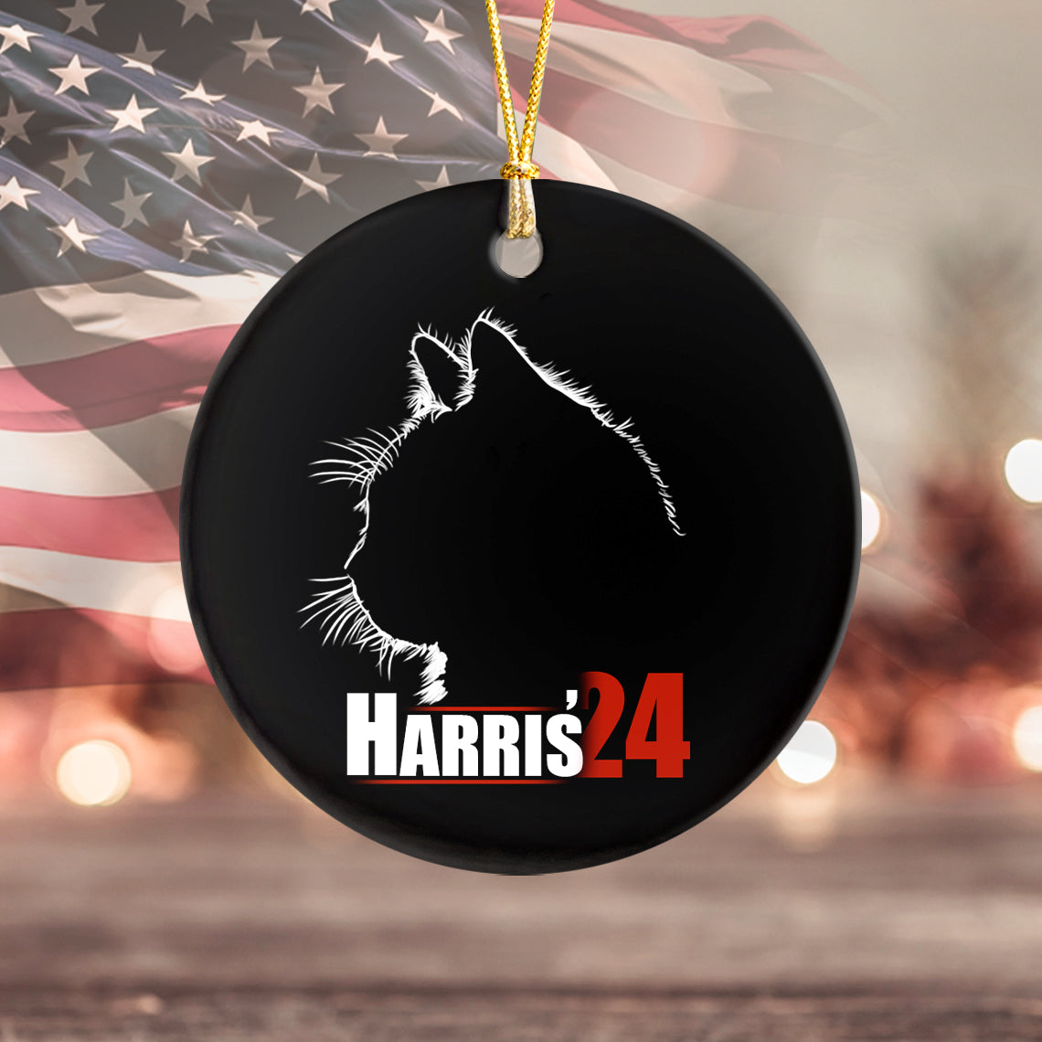 Harris Walz 2024 Kamala Cat Ceramic Ornament TH10 63401