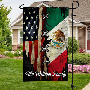 Custom Name America And Mexico Flag Garden Flag TH10 63289