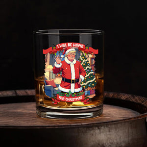 I Will Be Home For Christmas Trump Santa Claus Rock Glass HA75 63683