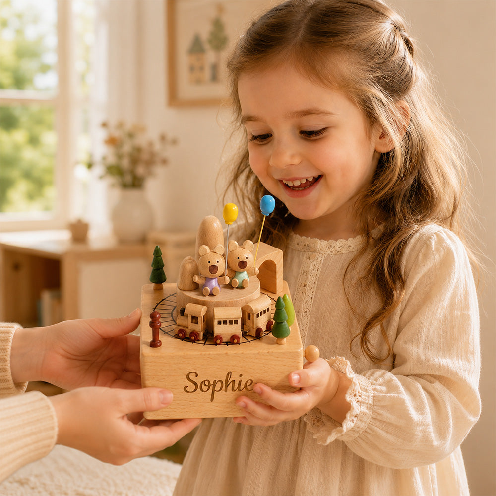 Personalized Kid Name Engraved Wooden Music Box Baby Shower Gift Birthday Gift for Kids CH07 180110