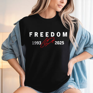 Freedom Red Signature Charlie Kirk Tribute 1993-2025 Dark Shirt CH07 67592