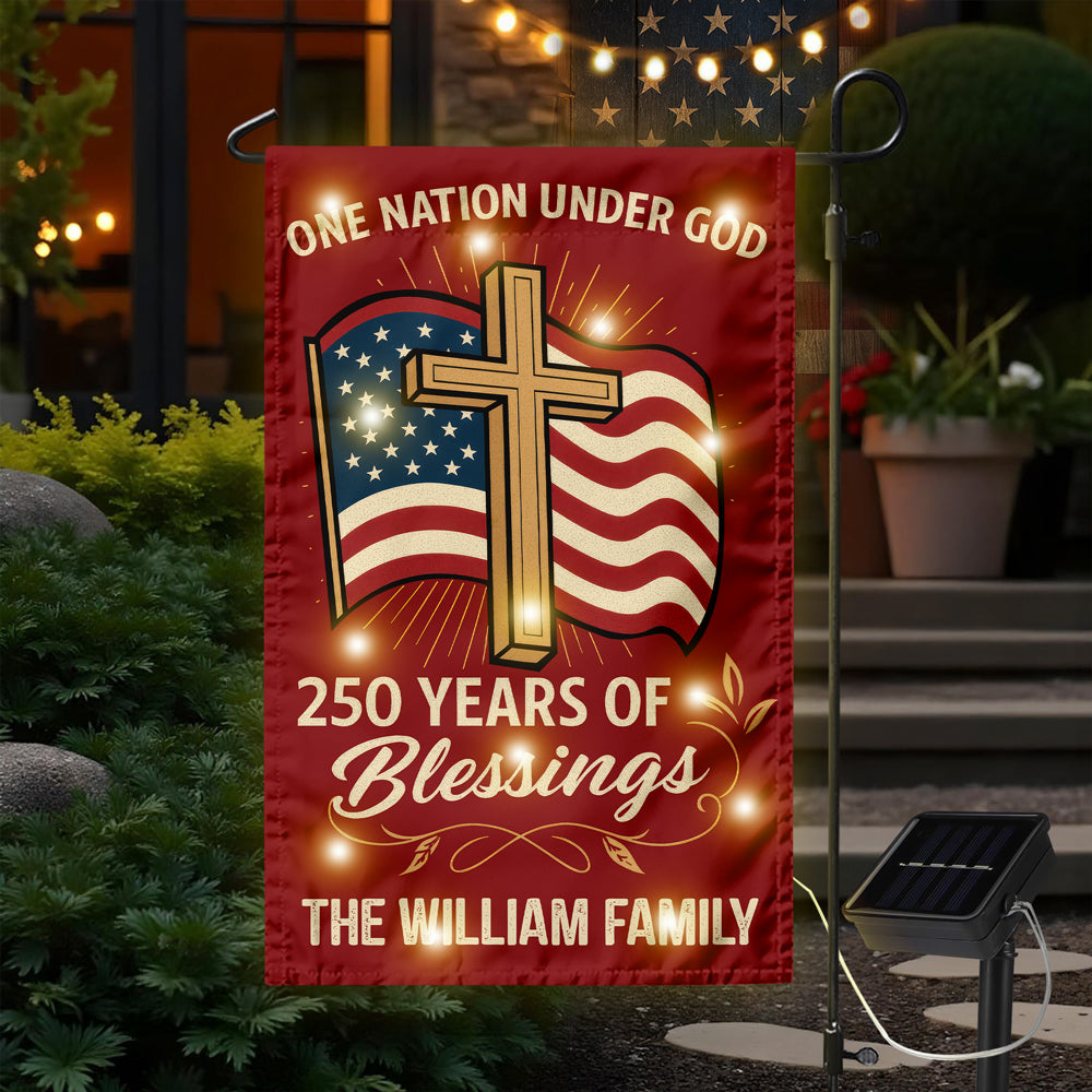 Custom Family Name Blessings America One Nation Under God LED Garden Flag LM32 895779