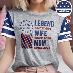 Personalized Legend Wife Mom With 250th Years Of Freedom Anniversary 3D Shirt, Gift For Mom, Mother's Day, America 250 HO82 901350