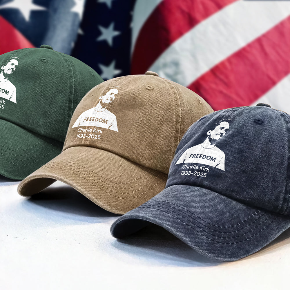 Charlie Kirk Memorial Freedom Washed Denim Baseball Cap CH07 67614