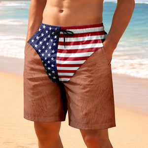 Custom Funny Patriotic America Flag Freedom and Chill Beach Short LM32 669425
