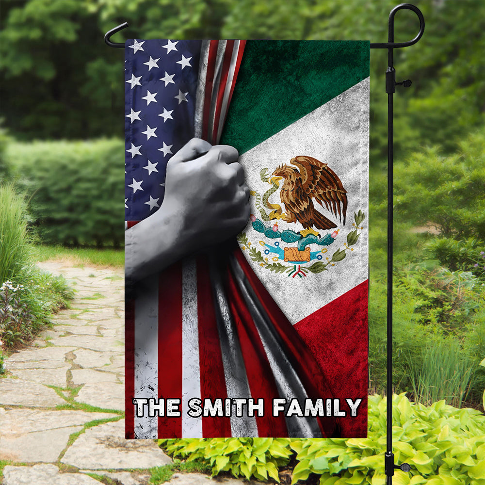 Custom Family Name America And Mexico Garden Flag TH10 63287