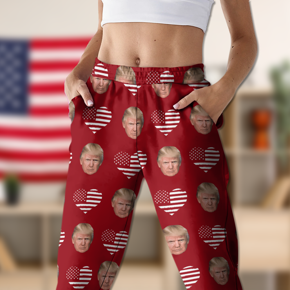 Custom Trump Face Photo Thin Line Flag Pajamas TH10 64155