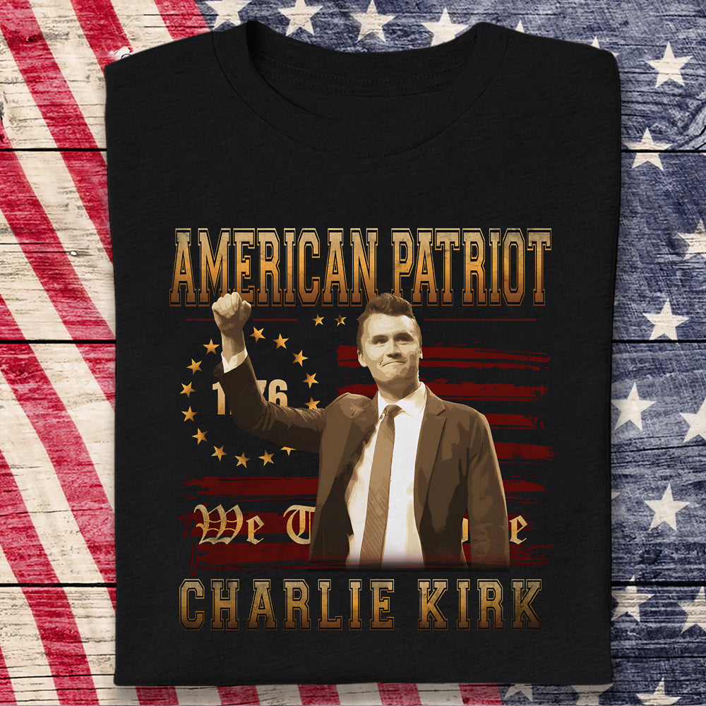 American Patriot Charlie Kirk RIP USA Flag Dark Shirt CH07 67738