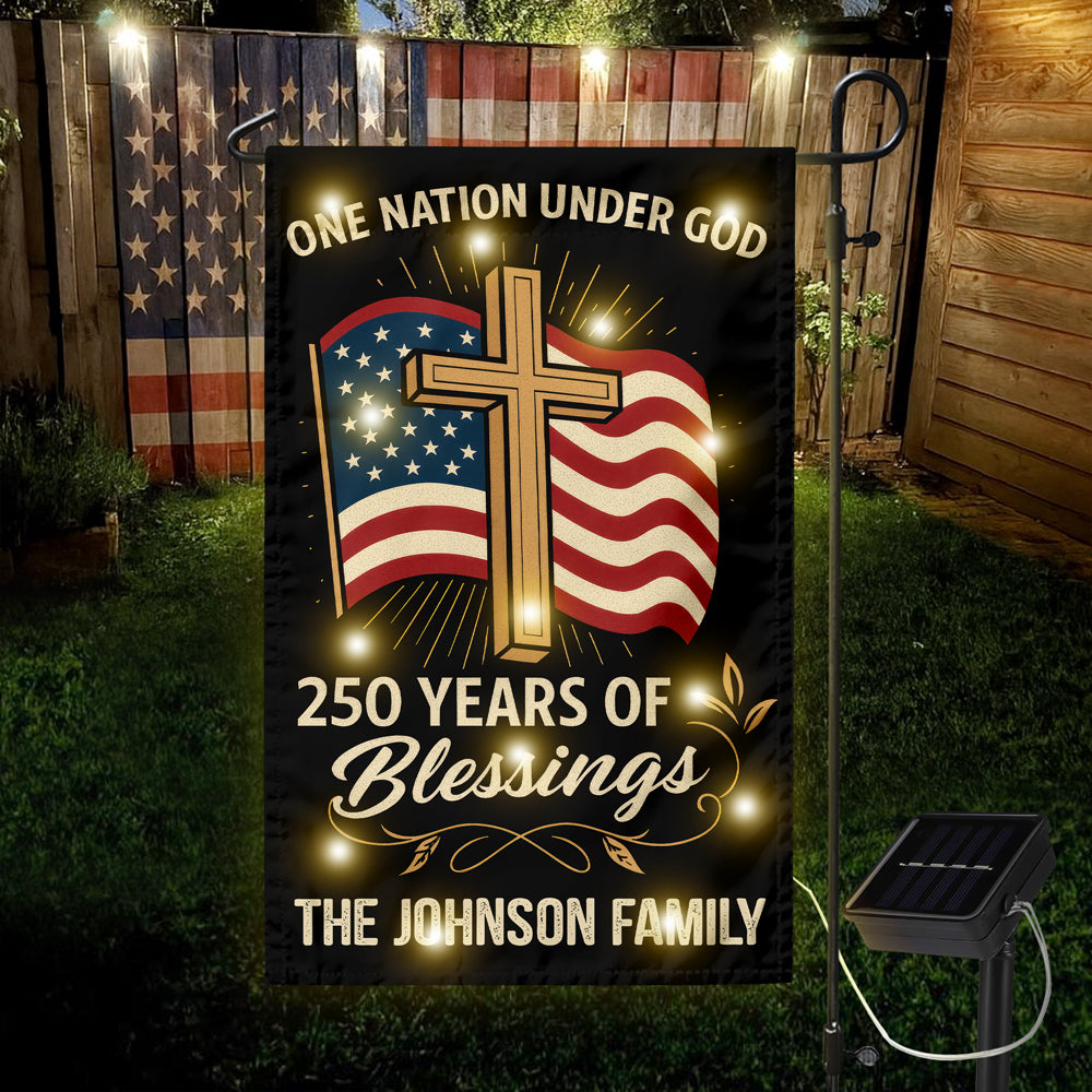 Custom Family Name Blessings America One Nation Under God LED Garden Flag LM32 895779