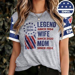 Personalized Legend Wife Mom With 250th Years Of Freedom Anniversary 3D Shirt, Gift For Mom, Mother's Day, America 250 HO82 901350