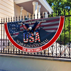Custom Family Name Faith, Family & Freedom America 250 Years Patriotic Non-pleated Fan Flag HO82 901314