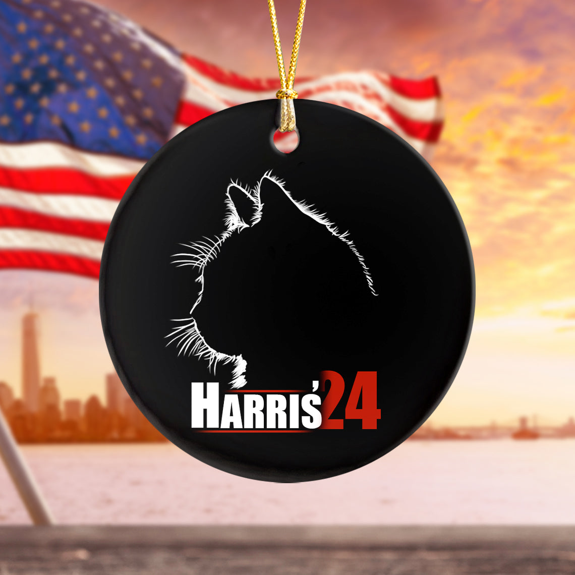 Harris Walz 2024 Kamala Cat Ceramic Ornament TH10 63401