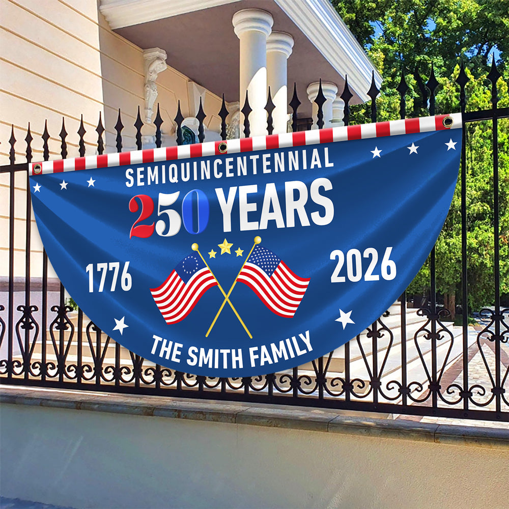 Custom Family Name 250 Years Semiquincentennial Non-Pleated Fan Flag TH10 896429