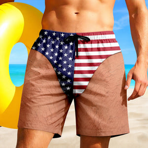 Custom Funny Patriotic America Flag Freedom and Chill Beach Short LM32 669425