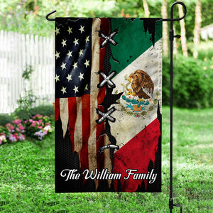 Custom Name America And Mexico Flag Garden Flag TH10 63289