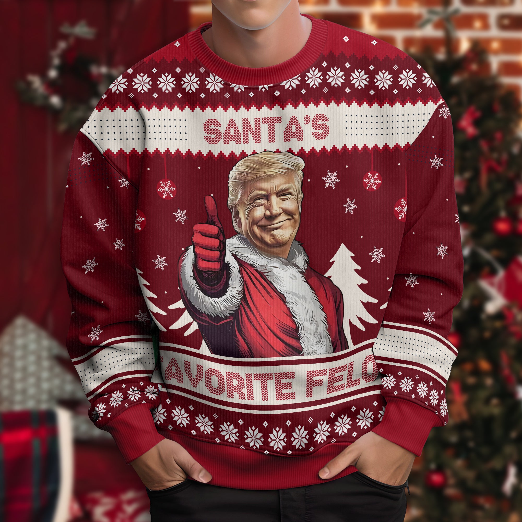 Santa's Favorite Felon Donald Trump Ugly Sweater TH10 N369 64089