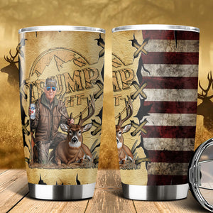 Custom Trump Deer Hunting Photo Laces Style Fat Tumbler N304 TH10 64133