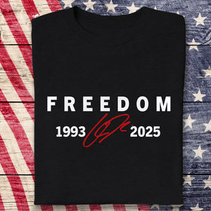 Freedom Red Signature Charlie Kirk Tribute 1993-2025 Dark Shirt CH07 67592