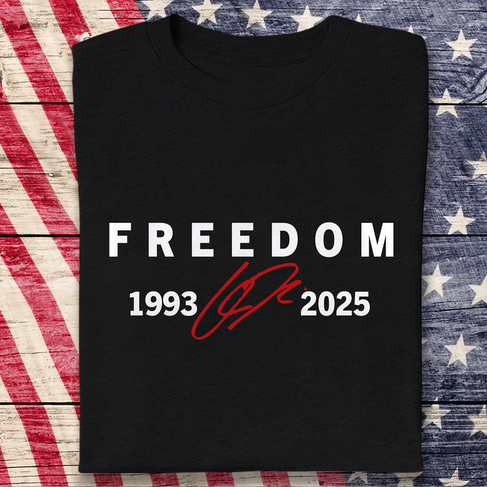 Freedom Red Signature Charlie Kirk Tribute 1993-2025 Dark Shirt CH07 67592